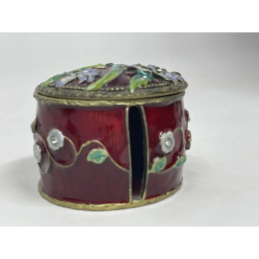 Vintage Iris Floral Arts Hinged Trinket Box ~ Hinged ~ Holds Roll of Stamps